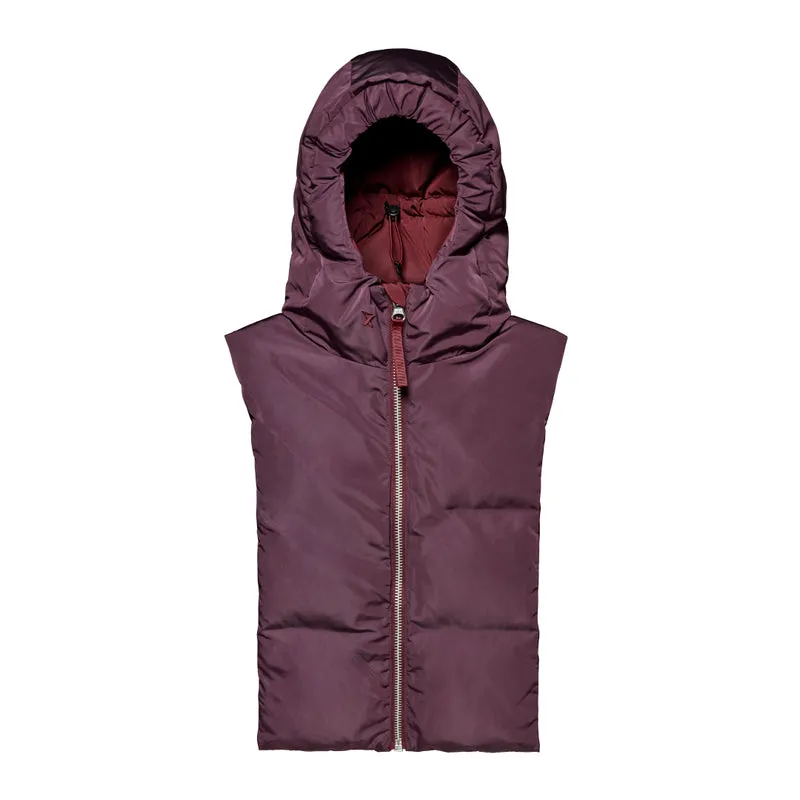 Capuche doudoune grenat et prune