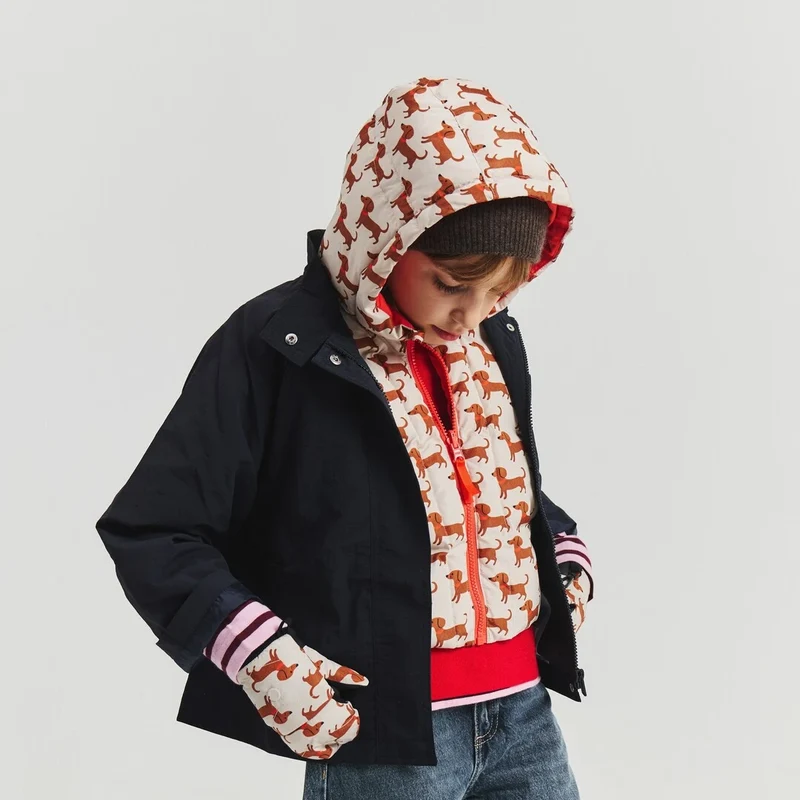 Duo enfant capuche Fudoon + moufles teckels