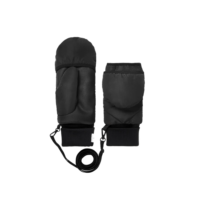 Moufles convertibles mitaines noir mat