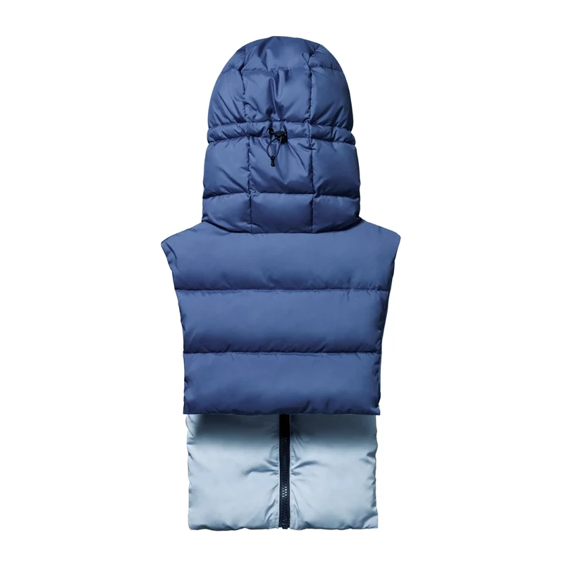 Capuche doudoune bleu et bleu glacier