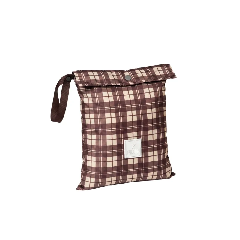 Capuche doudoune carreaux chocolat et beige