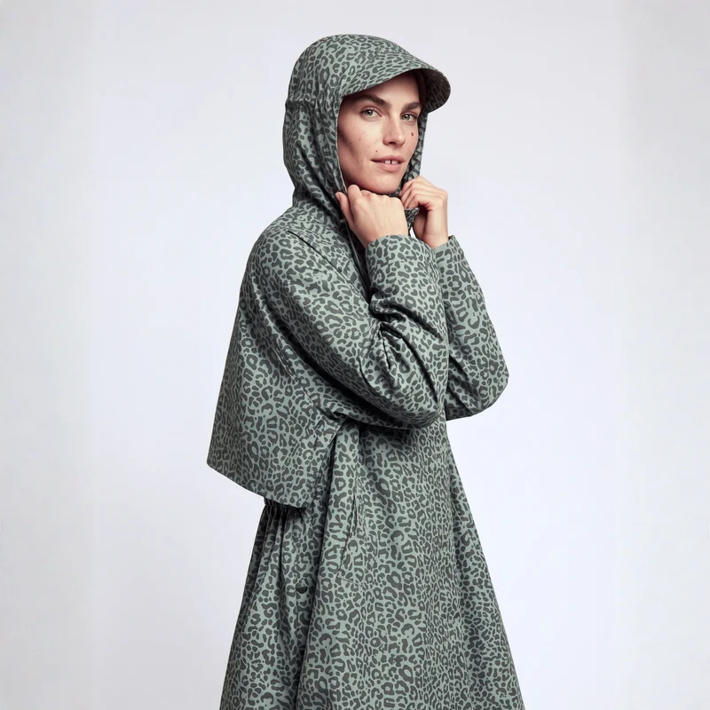 Trench-coat imperméable léopard vert