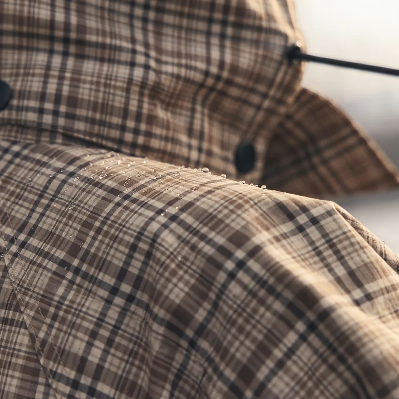 Trench-coat imperméable carreaux beige