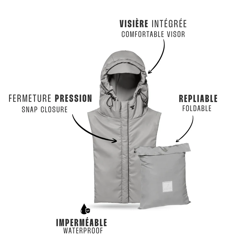 Capuche Fudoon grise imperméable spéciale vélo
