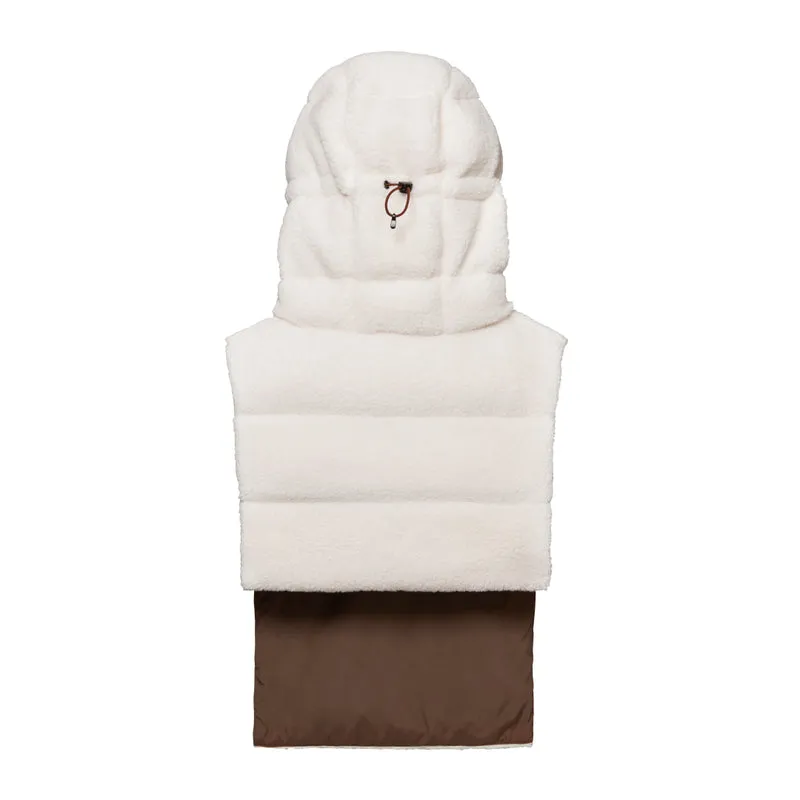Capuche doudoune sherpa réversible chocolat