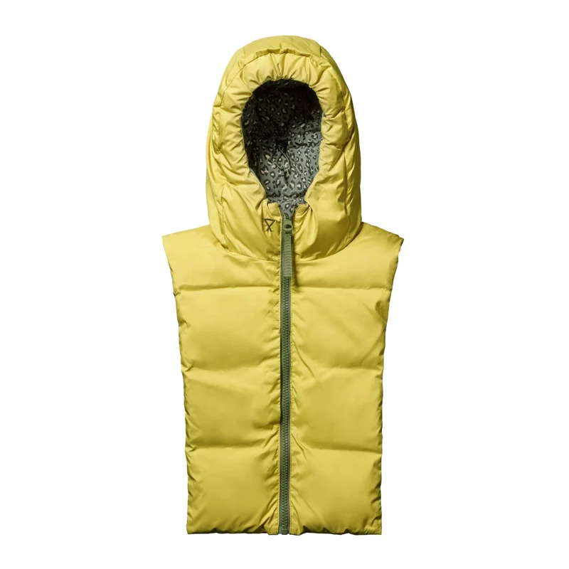 Capuche doudoune léopard kaki et lichen