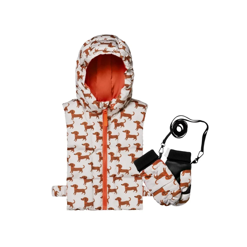 Duo enfant capuche Fudoon + moufles teckels