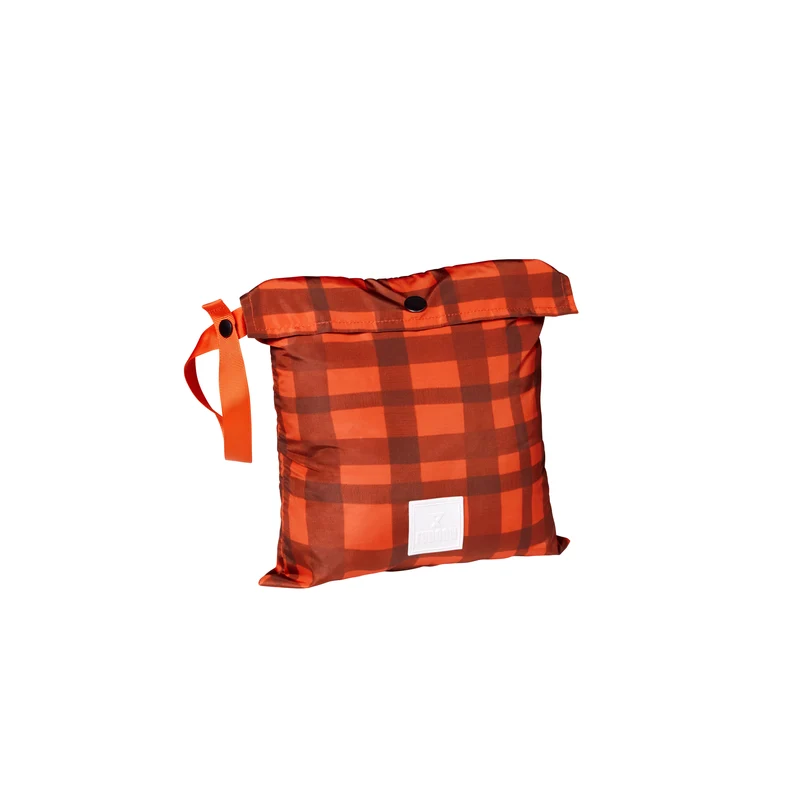 Capuche doudoune enfant motif carreaux orange et beige