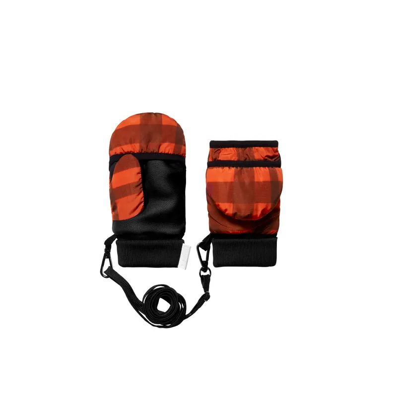 Duo enfant capuche Fudoon + moufles carreaux orange