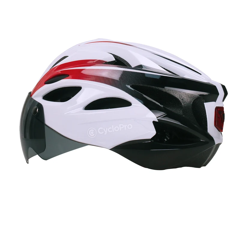 Casque vélo avec visière Blanc et Rouge - Adventure