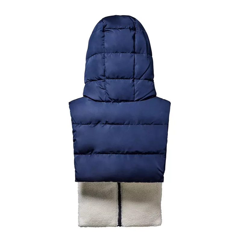 Capuche doudoune bleu marine et sherpa écru