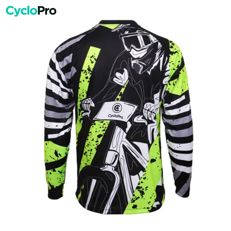 Maillot Vtt homme manche longue noir et vert | AgilityMax - DESTOCKAGE