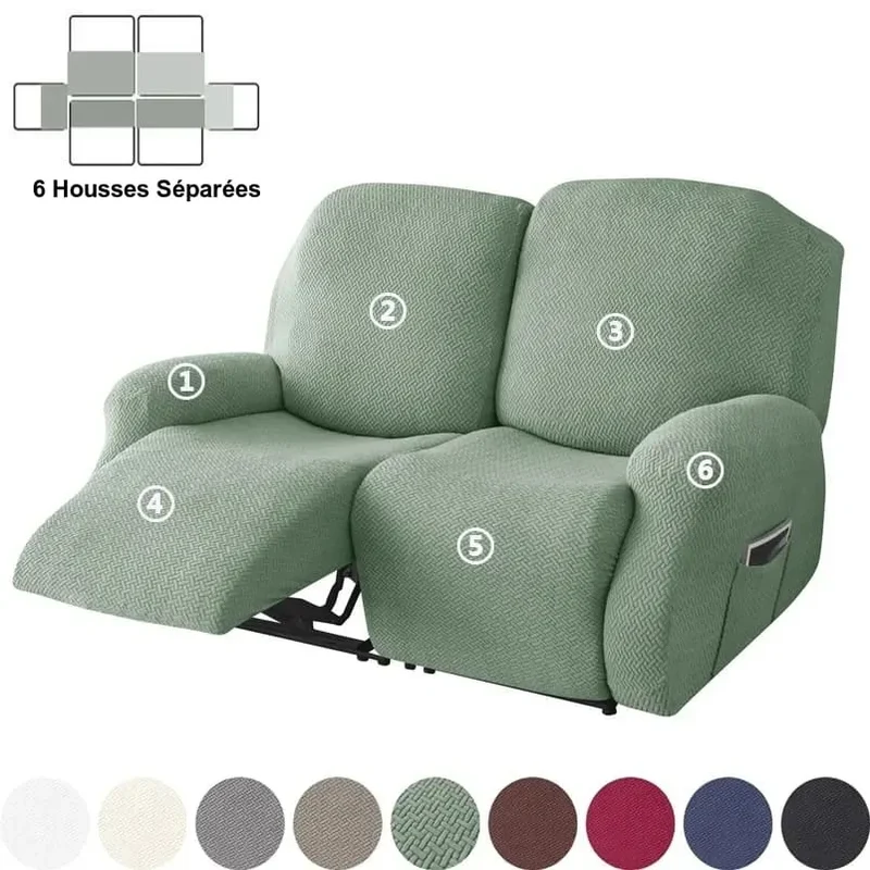 Housse de Canapé Relax 2 Places en Jacquard Premium Vert