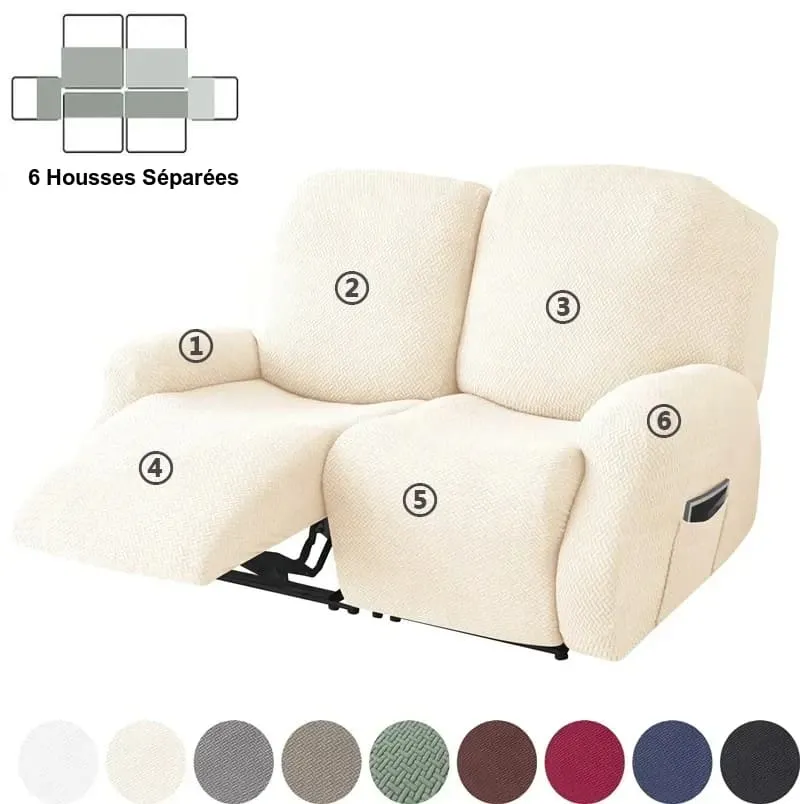 Housse de Canapé Relax 2 Places en Jacquard Premium Beige