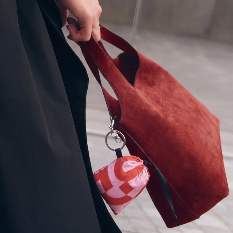 Sac porte-clés Nanobag monogramme rose et rouge