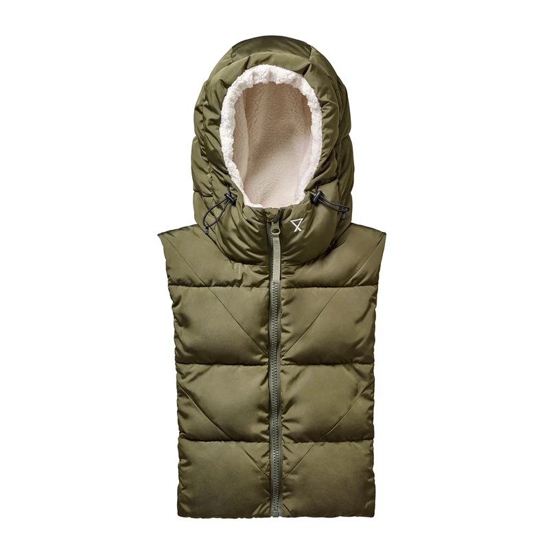 Capuche doudoune kaki et sherpa écru
