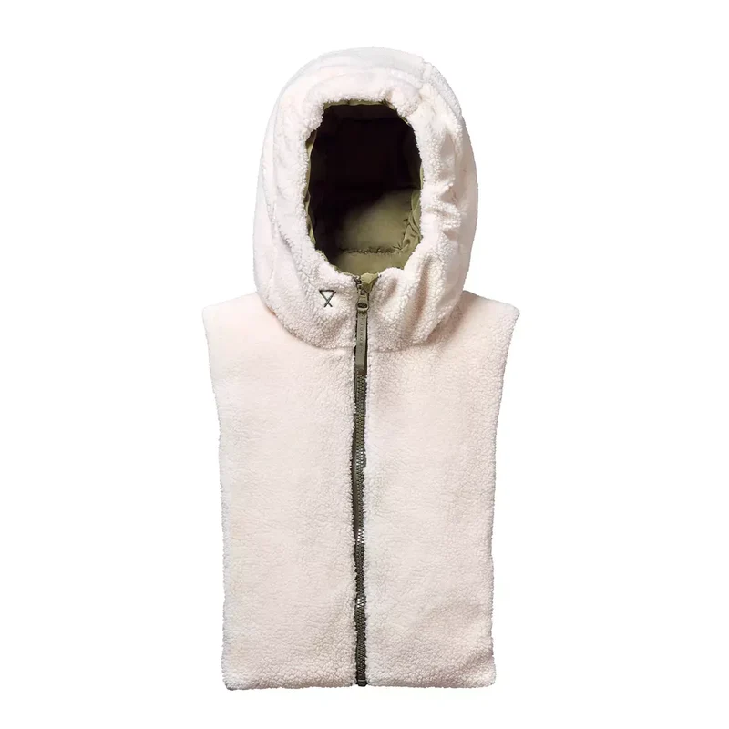Capuche doudoune kaki et sherpa écru