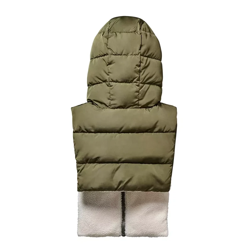 Capuche doudoune kaki et sherpa écru