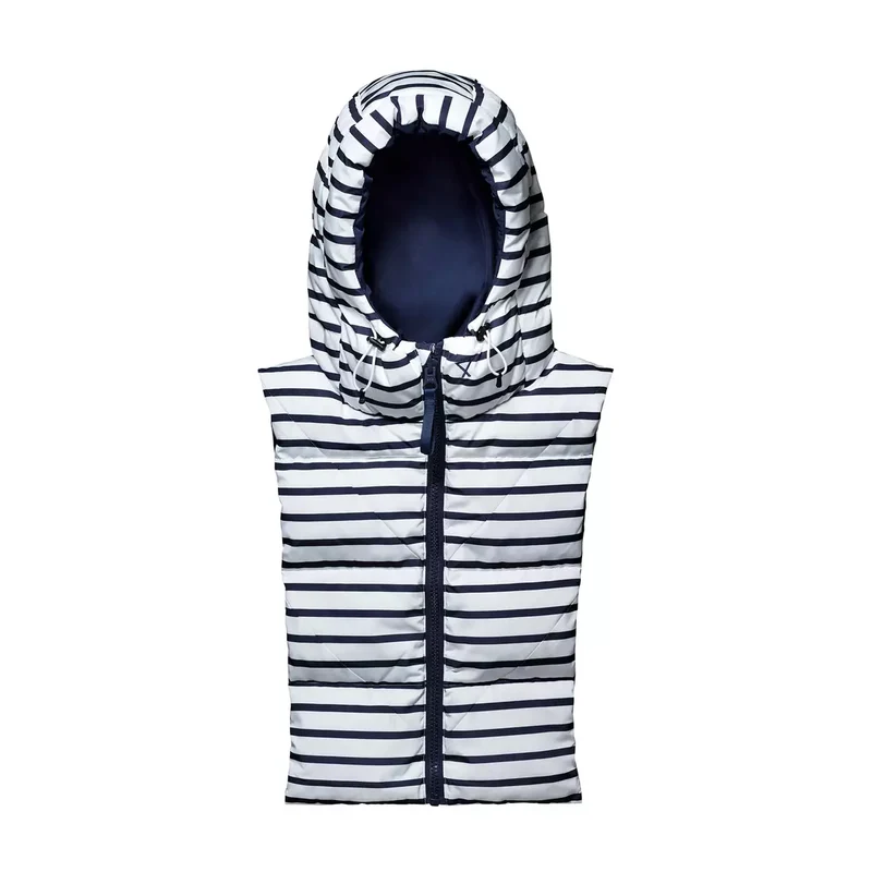 Capuche doudoune à rayures bleu marine et blanc