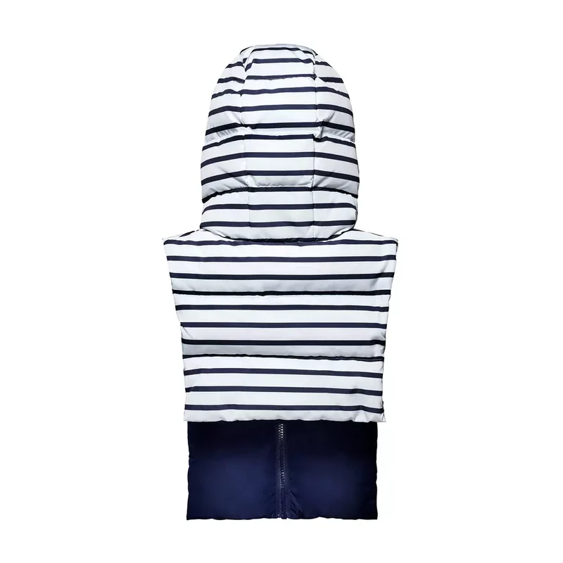 Capuche doudoune à rayures bleu marine et blanc