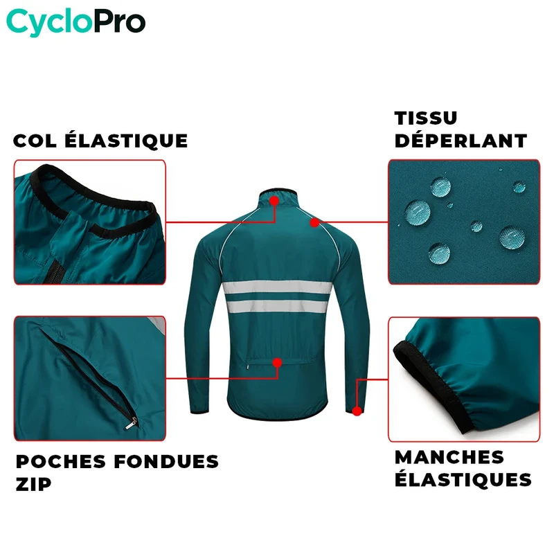 VESTE COUPE-VENT CYCLISTE HOMME - LIGHTY - DESTOCKAGE