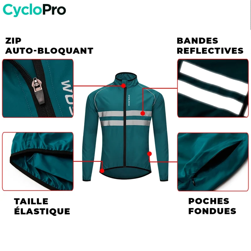 VESTE COUPE-VENT CYCLISTE HOMME - LIGHTY - DESTOCKAGE