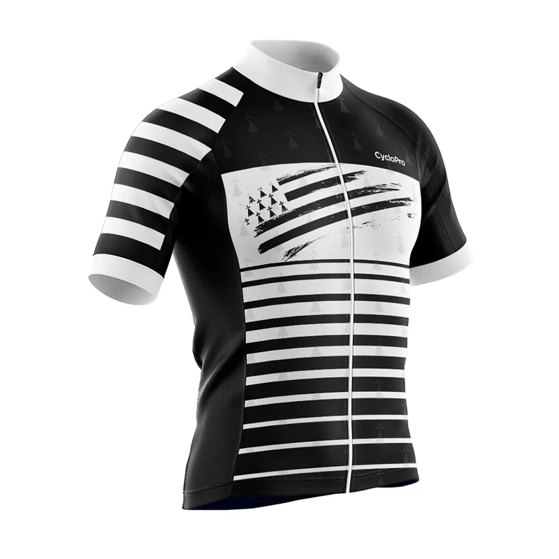 Maillot De Cyclisme Noir et Blanc - Bretagne