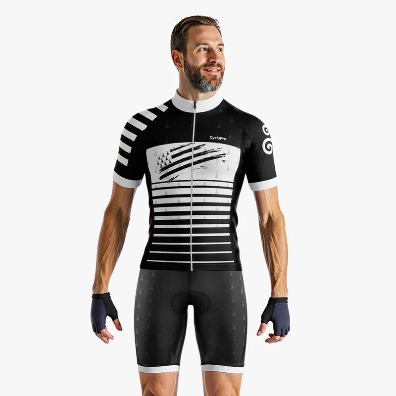 Maillot De Cyclisme Noir et Blanc - Bretagne