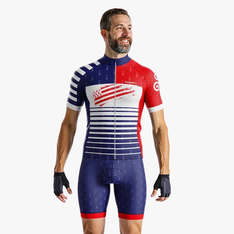 Maillot De Cyclisme Rouge et Bleu - Bretagne