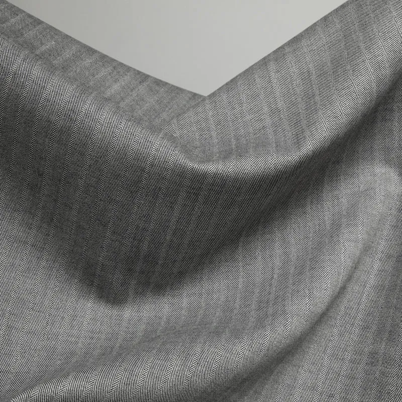 Tissu pour manteau en mélange de laine | Chevrons noir & ivoire