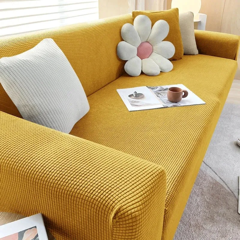 Housse de Canapé en Jacquard Jaune