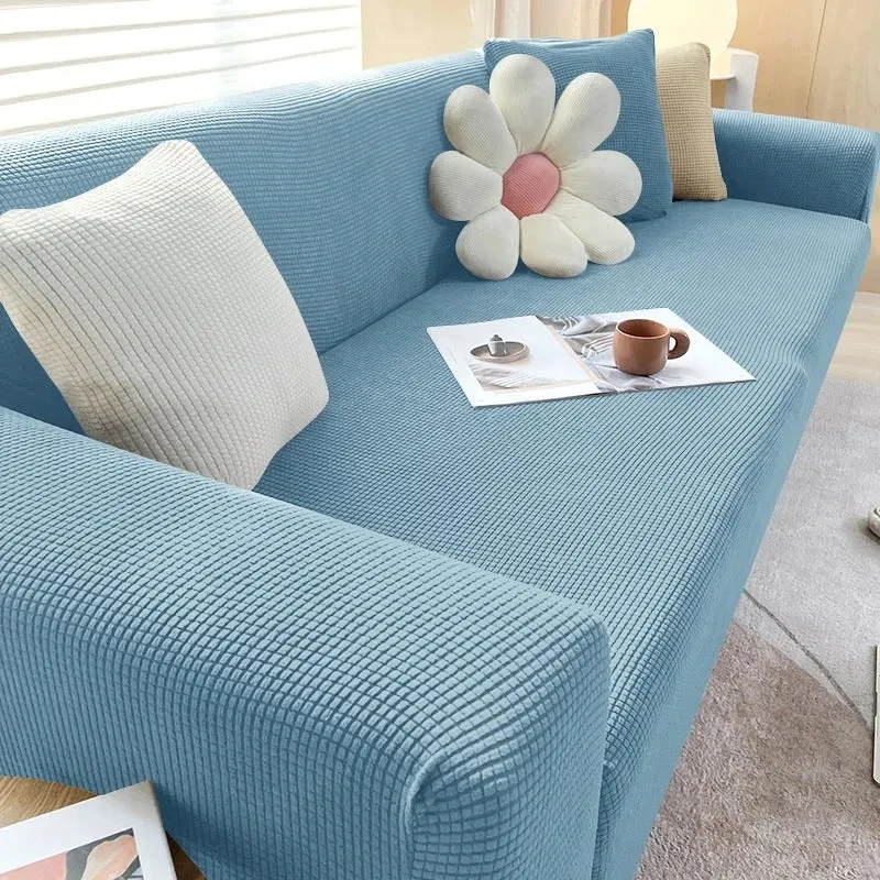 Housse de Canapé en Jacquard Bleu