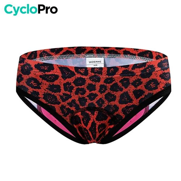 CULOTTE LEOPARD ROUGE VTT/CYCLISME ABSOR+ - FEMME
