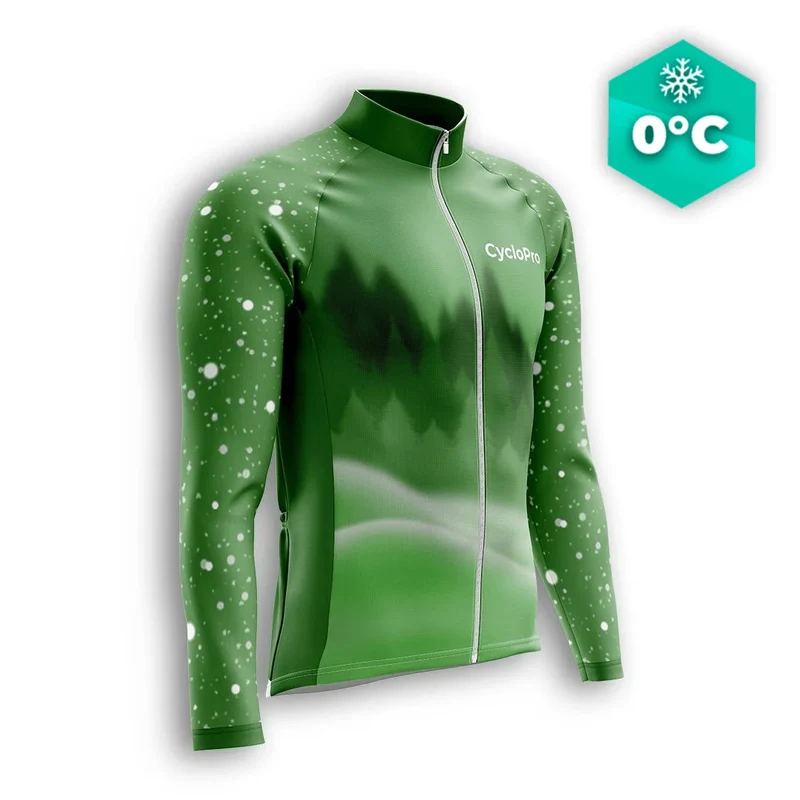 MAILLOT LONG DE CYCLISME HIVER VERT - SNOW+