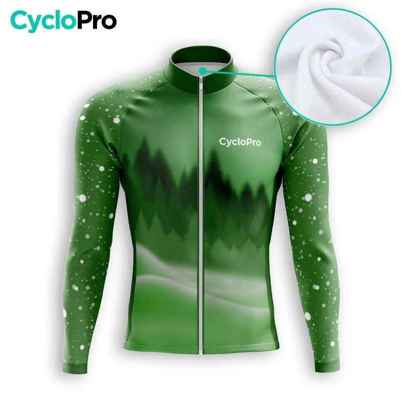 MAILLOT LONG DE CYCLISME HIVER VERT - SNOW+