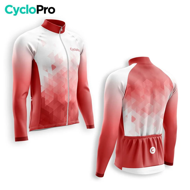 MAILLOT LONG DE CYCLISME HIVER ROUGE - CRISTAL+