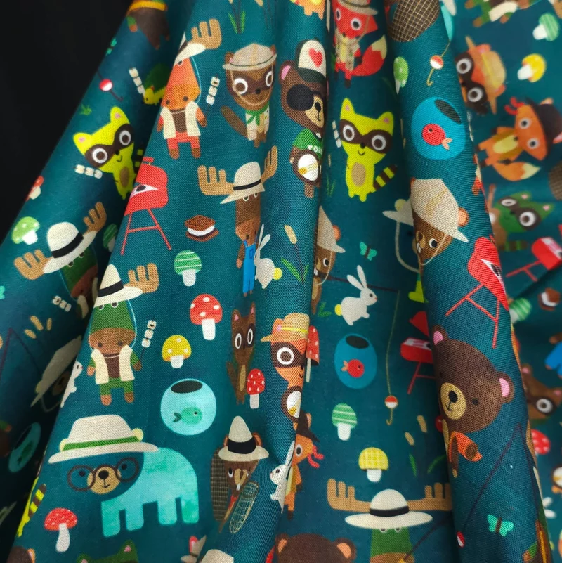 100 % coton | Animaux du camping | Robert Kaufman | 138 cm | FIN DE ROULEAU