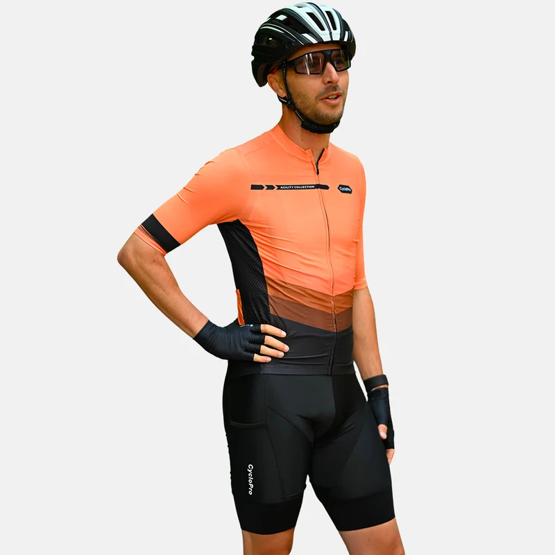 Tenue de cycliste orange route et VTT - Agility