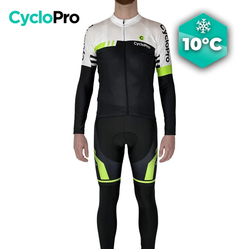 Tenue Cycliste Automne Blanche et Verte - Pro+ - DESTOCKAGE