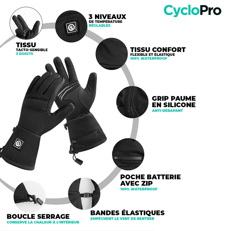 Gants Chauffants Vélo - HeatingPlus