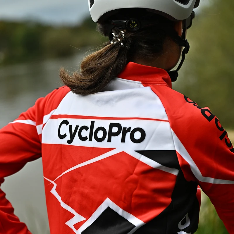 MAILLOT LONG DE CYCLISME ROUGE ET NOIRE - HIVER - CONFORT+