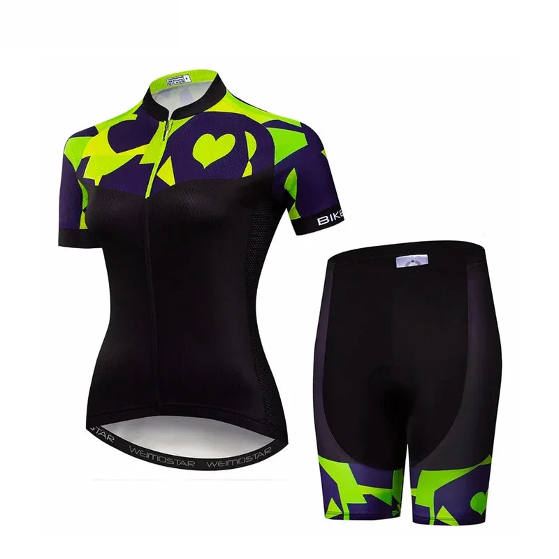 Tenue Vélo de Route Noire et Verte - Heart