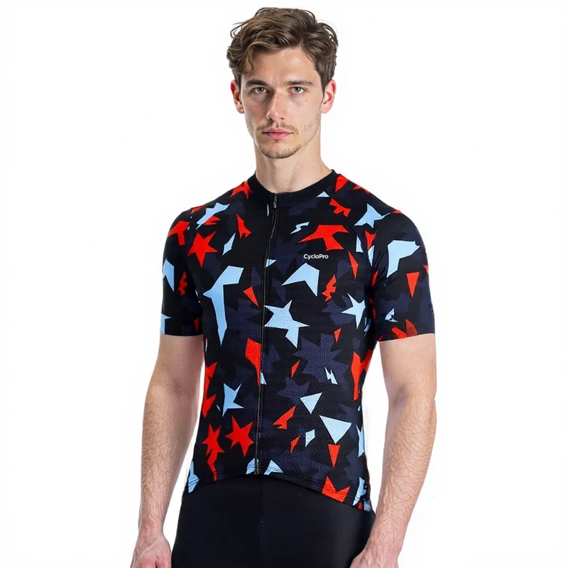 Maillot Cyclisme Route Rouge et Bleu - Mosaique