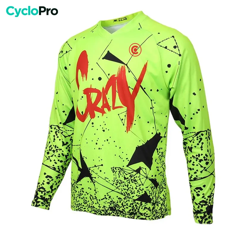 Maillot Vtt homme manche longue vert et rouge | AgilityMax