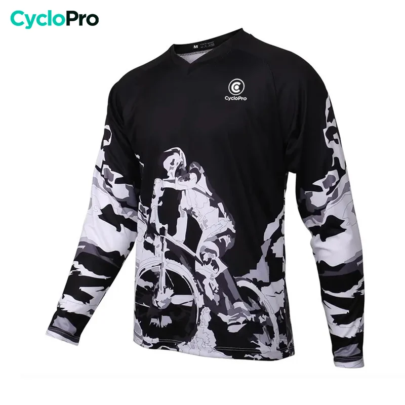 Maillot Vtt homme manche longue noir et blanc | AgilityMax