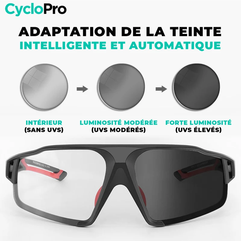 Lunettes Vélo Photochromiques rouge - Ascension+