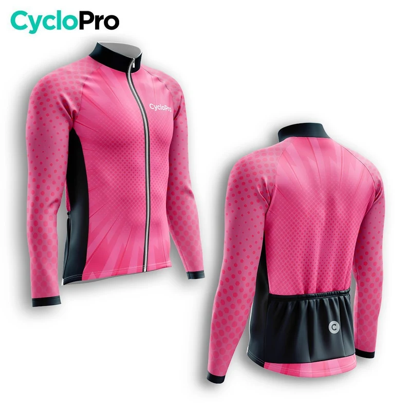MAILLOT LONG DE CYCLISME AUTOMNE ROSE - SPEED+
