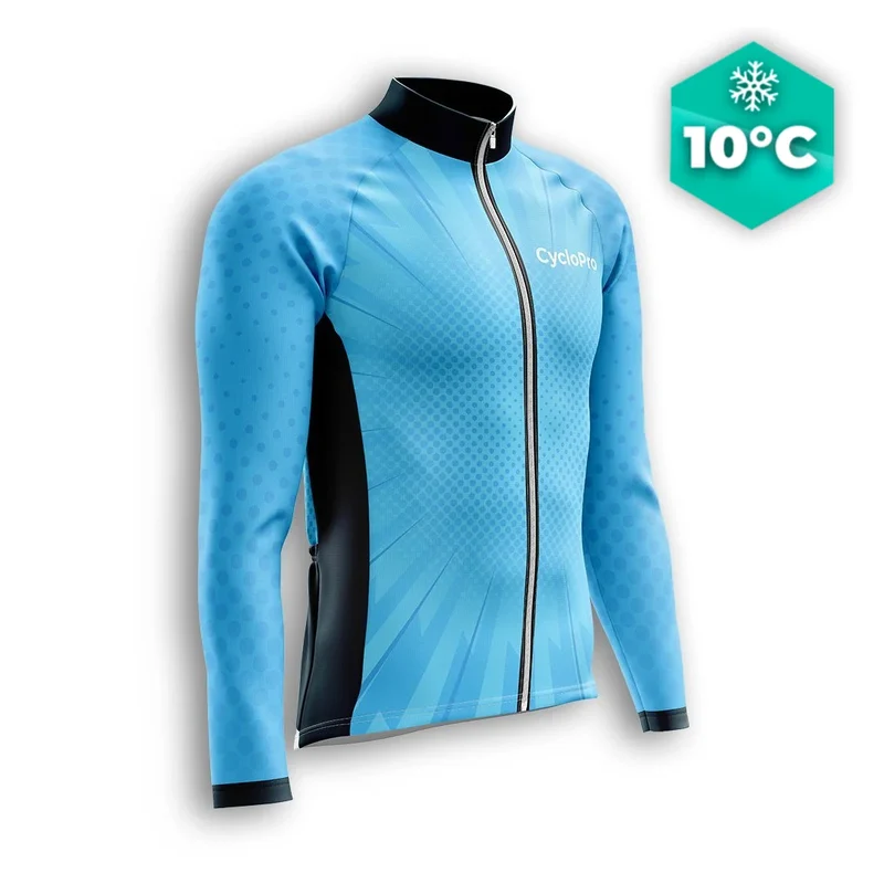 MAILLOT LONG DE CYCLISME AUTOMNE BLEU - SPEED+
