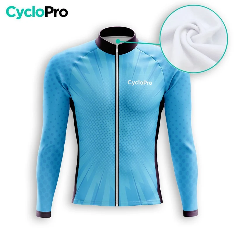 MAILLOT LONG DE CYCLISME AUTOMNE BLEU - SPEED+