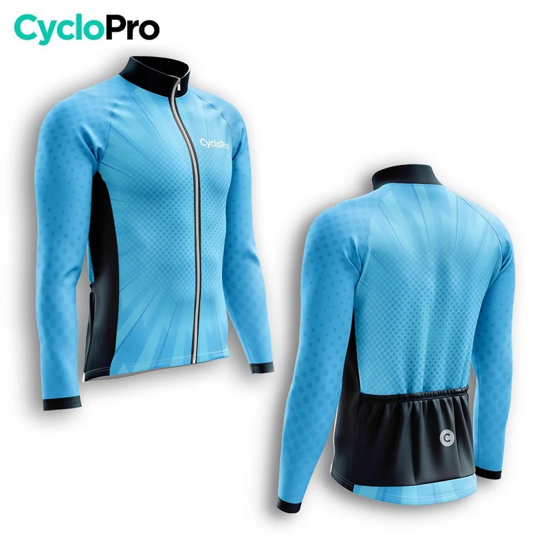 MAILLOT LONG DE CYCLISME AUTOMNE BLEU - SPEED+